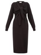 Matchesfashion.com Lemaire - Button Down Wool Blend Cardigan Sweater Dress - Womens - Black