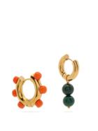 Matchesfashion.com Timeless Pearly - Mismatched Beaded Gold-plated Earrings - Womens - Gold