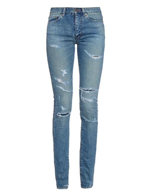 Saint Laurent Mid-rise Distressed Skinny Jeans