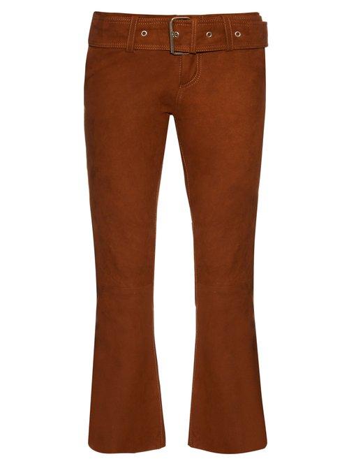 Matchesfashion.com Marques'almeida - Flared Suede Cropped Trousers - Womens - Brown