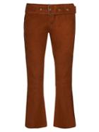 Matchesfashion.com Marques'almeida - Flared Suede Cropped Trousers - Womens - Brown