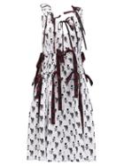 Chopova Lowena - Shaka Knotted Cotton Midi Dress - Womens - White Multi