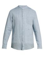 Massimo Alba Noto Granddad-collar Striped Linen Shirt