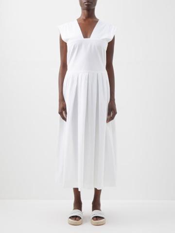 Les Vacances D'irina - Sarafan Cotton-poplin Pinafore Dress - Womens - White