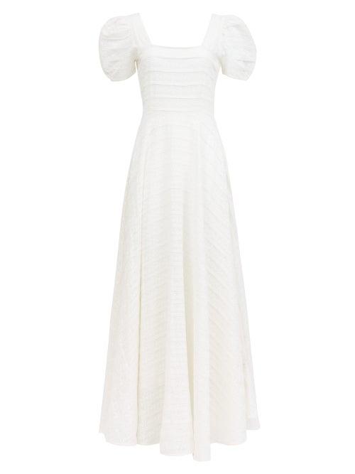 Matchesfashion.com Loveshackfancy - Ryan Floral-embroidedered Cotton Maxi Dress - Womens - Ivory