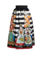 Dolce & Gabbana Doll-print Mikado Midi Skirt