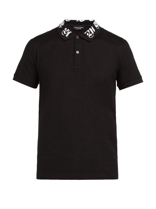Matchesfashion.com Alexander Mcqueen - Logo Embroidered Cotton Polo Shirt - Mens - Black
