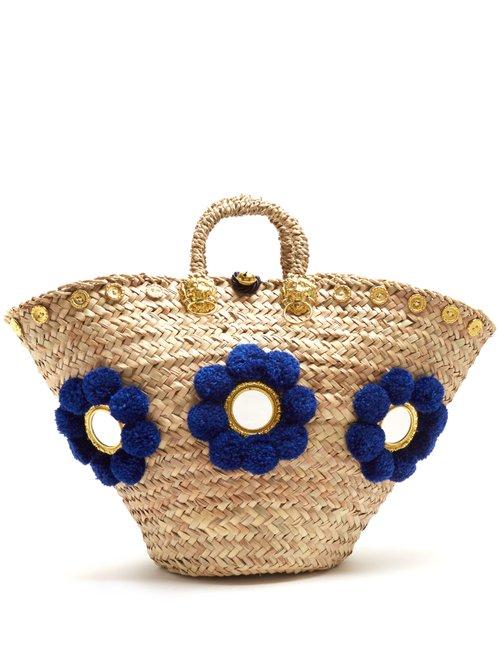 Matchesfashion.com Muzungu Sisters - Sicilian Pompom Straw Tote - Womens - Blue Multi