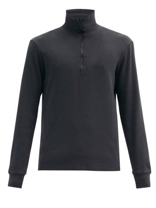 Matchesfashion.com Barena Venezia - Calenda Half-zip Cotton-jersey Sweatshirt - Mens - Black