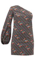 Matchesfashion.com Staud - Paula Asymmetric Frog Print Cotton Mini Dress - Womens - Black Multi