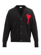 Matchesfashion.com Ami - Ami De Caur-intarsia Wool Cardigan - Mens - Black