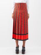 Gucci - Square G-print Pleated Silk Midi Skirt - Womens - Red Multi