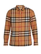 Matchesfashion.com Burberry - Richard Checked Cotton Flannel Shirt - Mens - Beige Multi