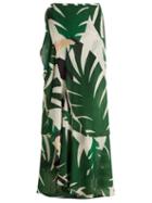 Matchesfashion.com Adriana Degreas - Printed Silk Crepe Wrap Skirt - Womens - Green Print