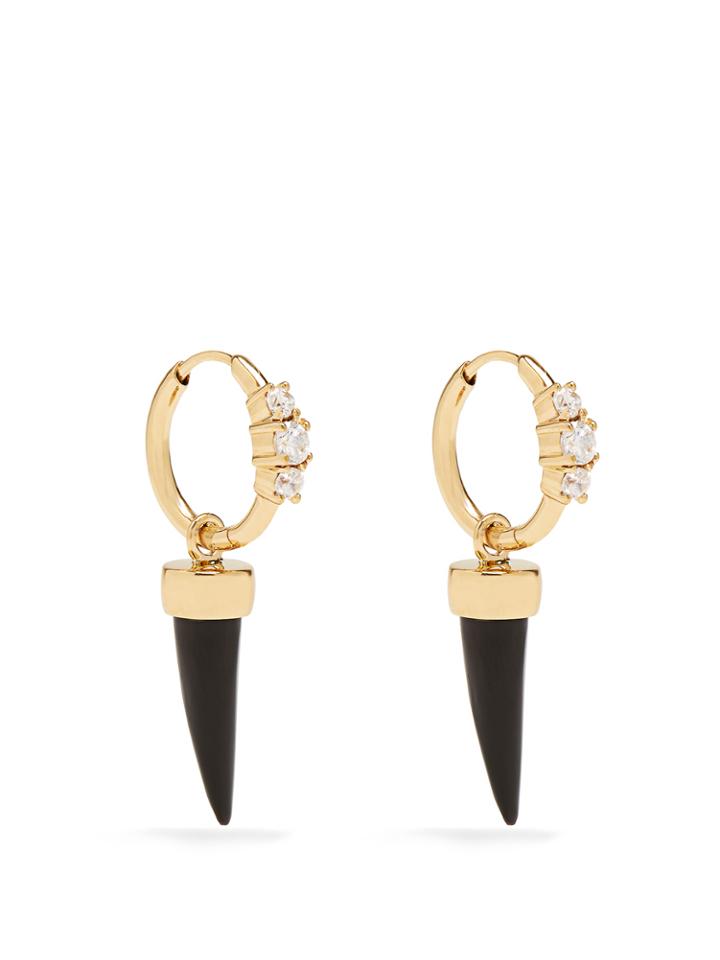 Theodora Warre Zircon, Onyx And Gold-plated Earrings
