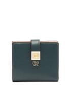 Matchesfashion.com Fendi - Stud Embellished Compact Leather Wallet - Womens - Dark Green