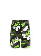 Matchesfashion.com Valentino - Camouflage-print Cotton-blend Shorts - Mens - Green Multi