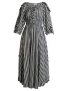 Sonia Rykiel Striped Ruffle-trimmed Crepe Midi Dress