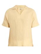 Matchesfashion.com Hecho - Open Collar Ribbed Silk Blend Shirt - Mens - Yellow