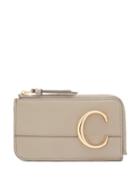 Matchesfashion.com Chlo - The C Logo Leather Card And Coin Purse - Womens - Grey