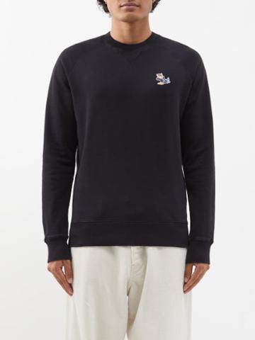 Maison Kitsun - Dressed Fox-patch Cotton-jersey Sweatshirt - Mens - Black