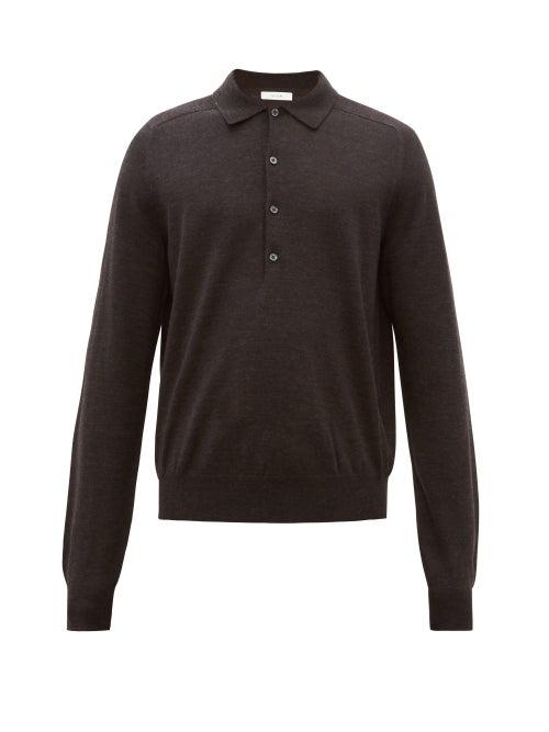 Matchesfashion.com The Row - Dylan Long Sleeved Wool Polo Shirt - Mens - Black