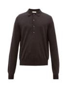 Matchesfashion.com The Row - Dylan Long Sleeved Wool Polo Shirt - Mens - Black