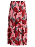Gucci Poppy-print Pleated Silk Crepe De Chine Skirt