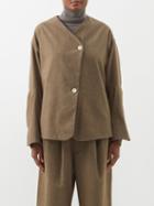 Lauren Manoogian - Asymmetric Brushed-cotton Jacket - Womens - Light Brown