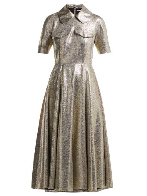 Matchesfashion.com Emilia Wickstead - Lydia Metallic Midi Dress - Womens - Silver