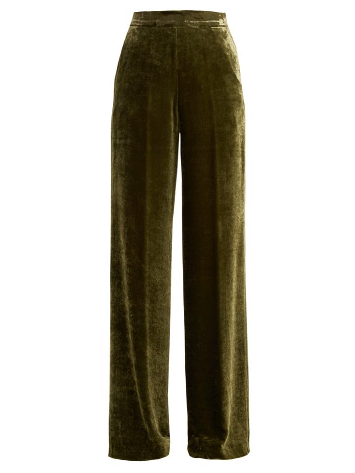 Etro High-rise Wide-leg Velvet Trousers