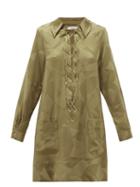 Matchesfashion.com Racil - Sahara Aprilia Lace-up Satin Mini Dress - Womens - Khaki