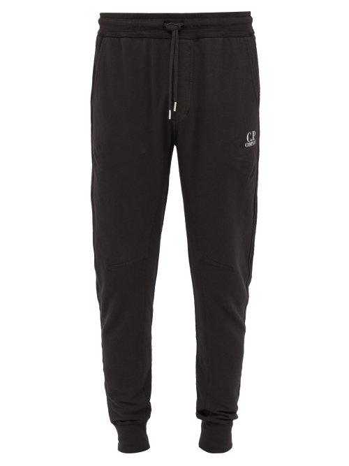 Matchesfashion.com C.p. Company - Logo Print Tapered Leg Cotton Track Pants - Mens - Black