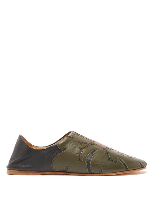 Matchesfashion.com Vita Kin - Hidden Meadow Leather Slipper Shoes - Womens - Khaki Multi