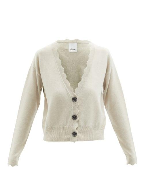 Allude - Scalloped Wool-blend Cardigan - Womens - Ivory