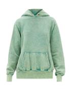 Les Tien - Brushed-back Cotton Cropped Hooded Sweatshirt - Womens - Green