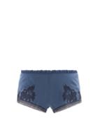 Ladies Lingerie Carine Gilson - Ruffled Lace-trimmed Silk Pyjama Shorts - Womens - Blue