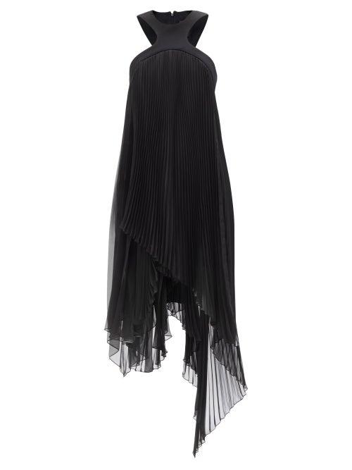 Givenchy - Asymmetric-hem Pleated Dress - Womens - Black