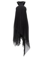 Givenchy - Asymmetric-hem Pleated Dress - Womens - Black