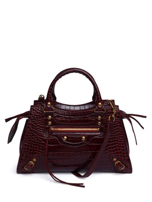 Balenciaga - Neo Classic City Mini Crocodile-effect Leather Bag - Womens - Burgundy