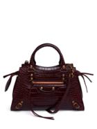 Balenciaga - Neo Classic City Mini Crocodile-effect Leather Bag - Womens - Burgundy