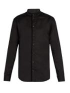 Matchesfashion.com Giorgio Armani - Stand Collar Cotton Shirt - Mens - Black