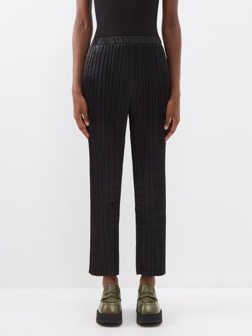 Junya Watanabe - Pliss-pleated Satin Trousers - Womens - Black
