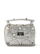 Valentino Garavani - Roman Stud Medium Crystal-embellished Shoulder Bag - Womens - Silver
