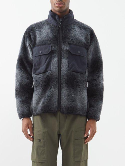 And Wander - High Loft Check Fleece Jacket - Mens - Black