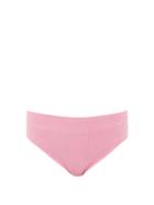 Matchesfashion.com Ganni - High Rise Ribbed Jersey Seersucker Bikini Briefs - Womens - Pink