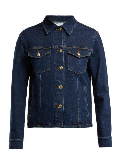 Matchesfashion.com Frame - Snap Away Cotton Blend Denim Jacket - Womens - Dark Blue