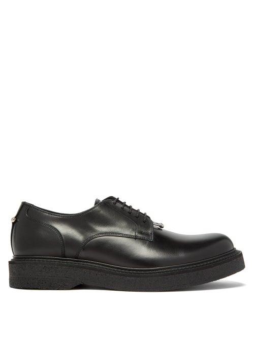 Matchesfashion.com Neil Barrett - Hoop-embellished Leather Derby Shoes - Mens - Black