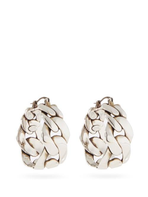 Matchesfashion.com Alexander Mcqueen - Chain-link Hoop Earrings - Womens - Silver