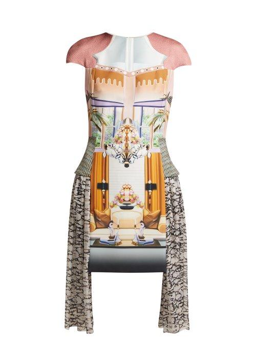Matchesfashion.com Mary Katrantzou - Pe11 Print Crepe And Chiffon Mini Dress - Womens - Pink Multi